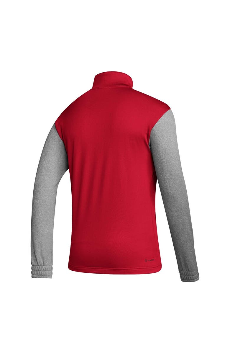 adidas Men's adidas Red Manchester United Crest Long Sleeve Half-Zip Top, Alternate, color, 