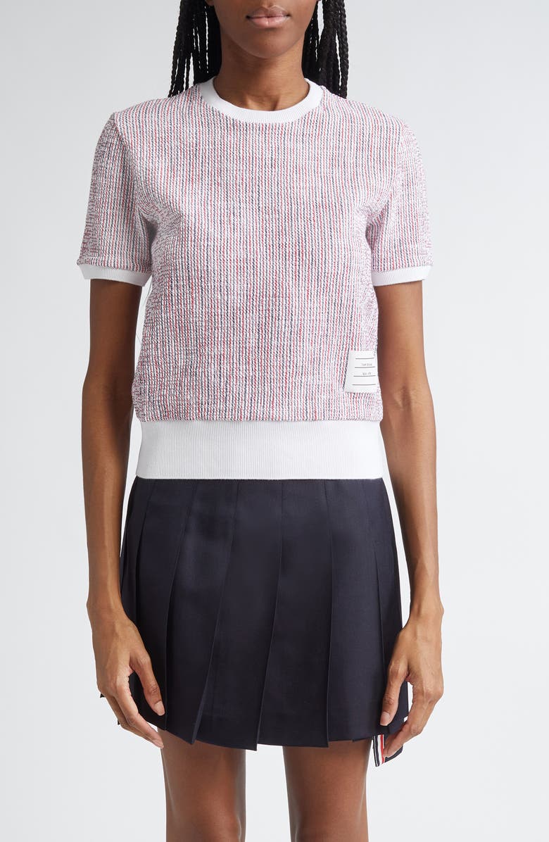 Thom Browne Stripe Tweed T-Shirt, Main, color, 