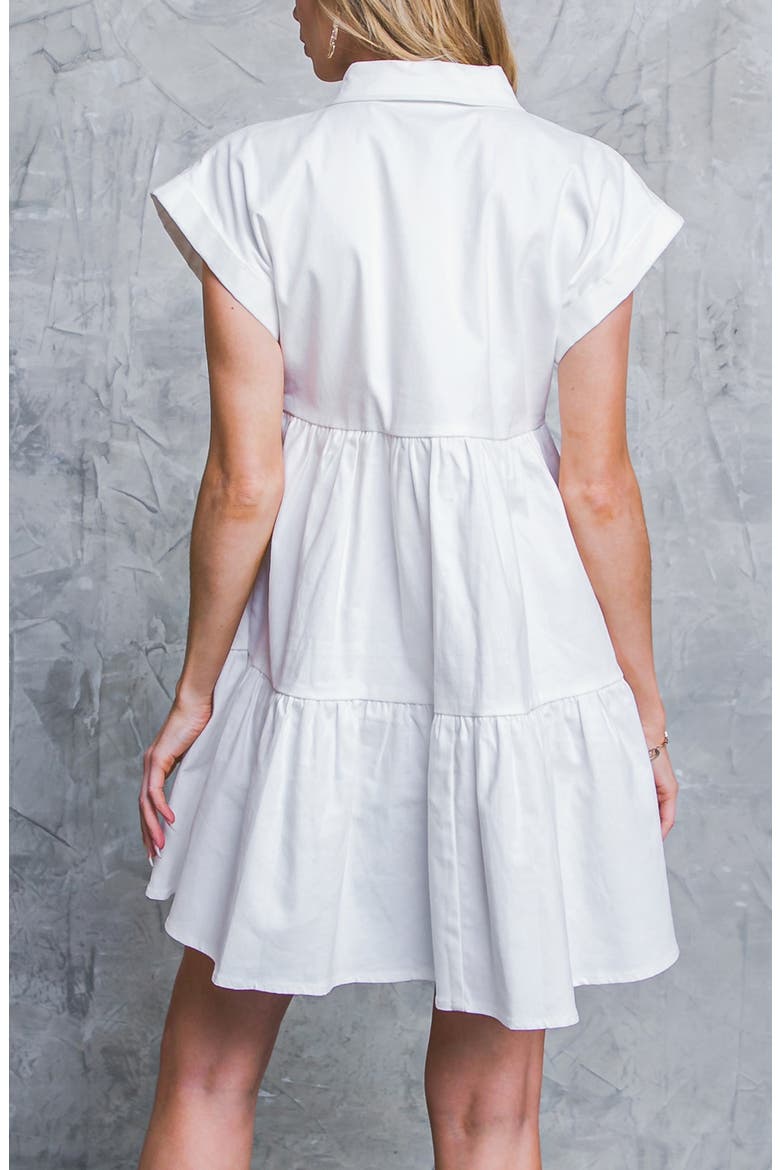 Short Sleeve Tiered Shirtdress, Alternate, color, WHITE
