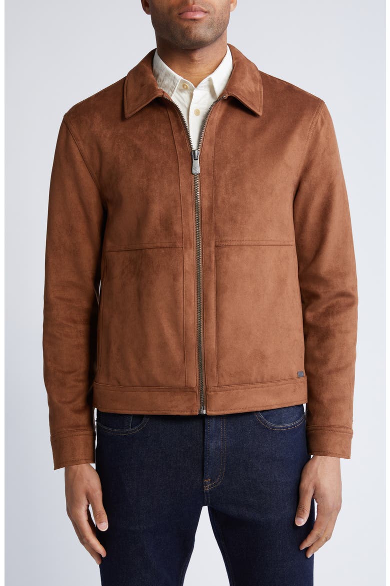 Westwood Water Resistant Faux Suede Jacket, Main, color, CARAMEL