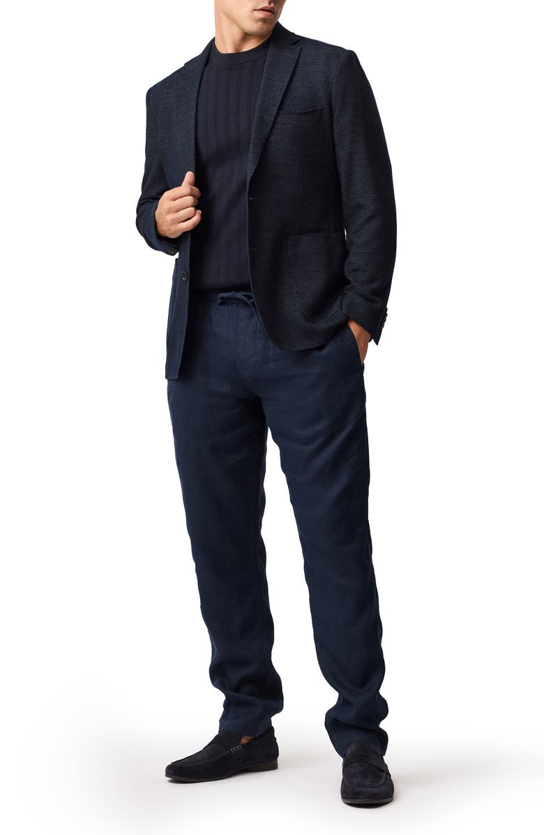 Rodd & Gunn Canning Street Short Sleeve Stripe Cotton & Hemp Crewneck Sweater, Alternate, color, Midnight