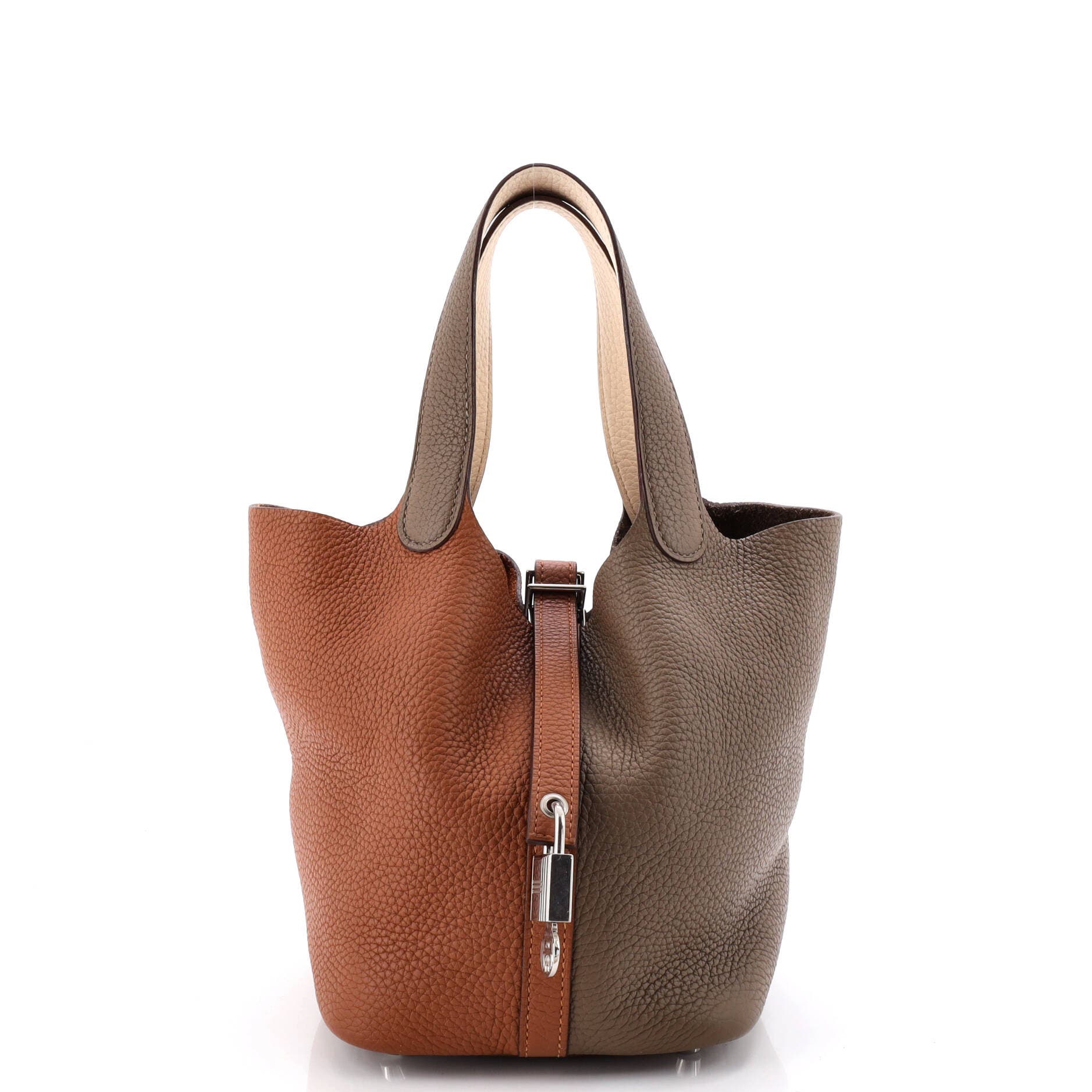 Picotin Lock Bag Tricolor Clemence PM, Main, color, Brown