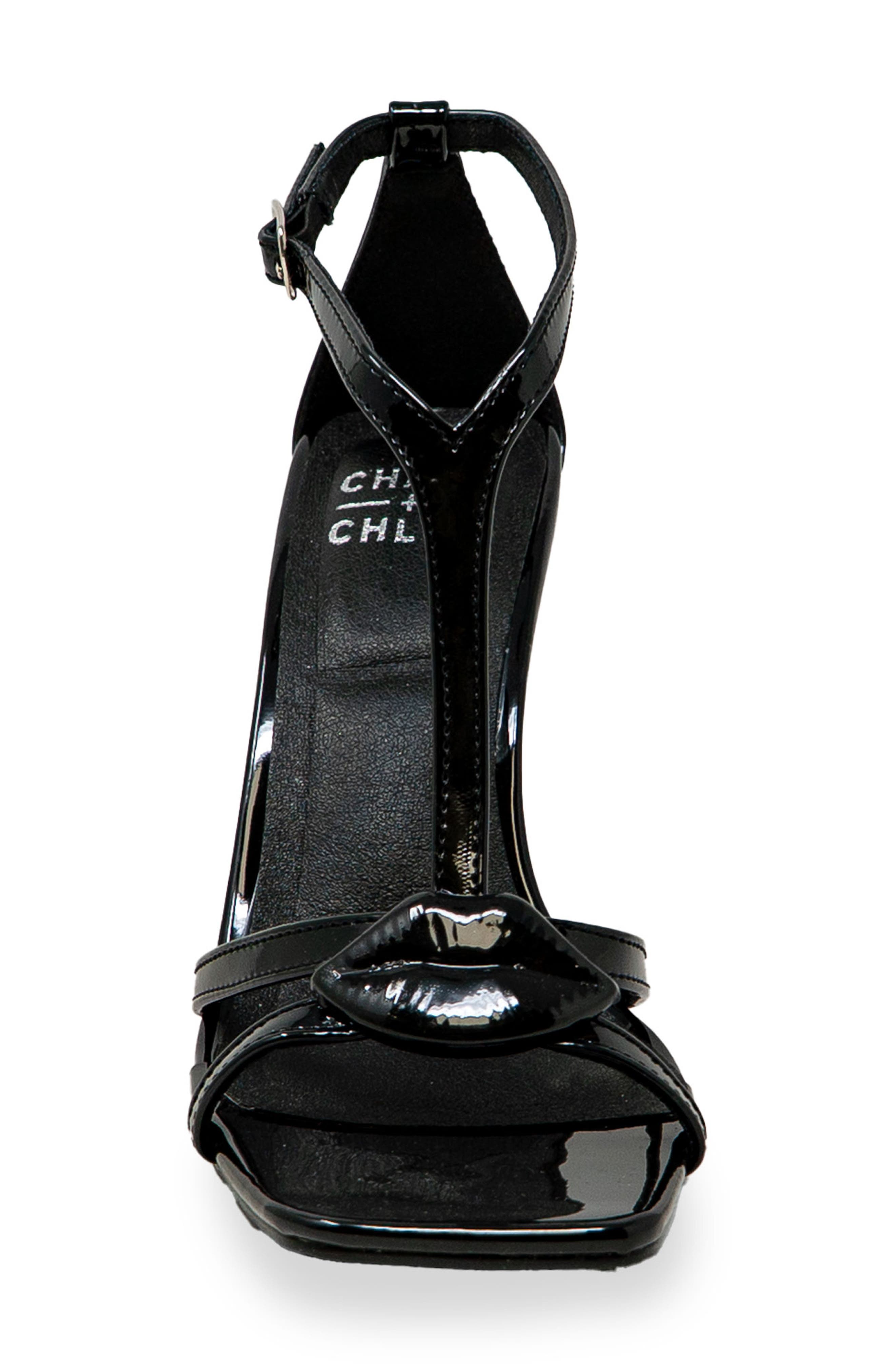 CHASE AND CHLOE Ankle Strap Stiletto Sandal, Alternate, color, Black Patent