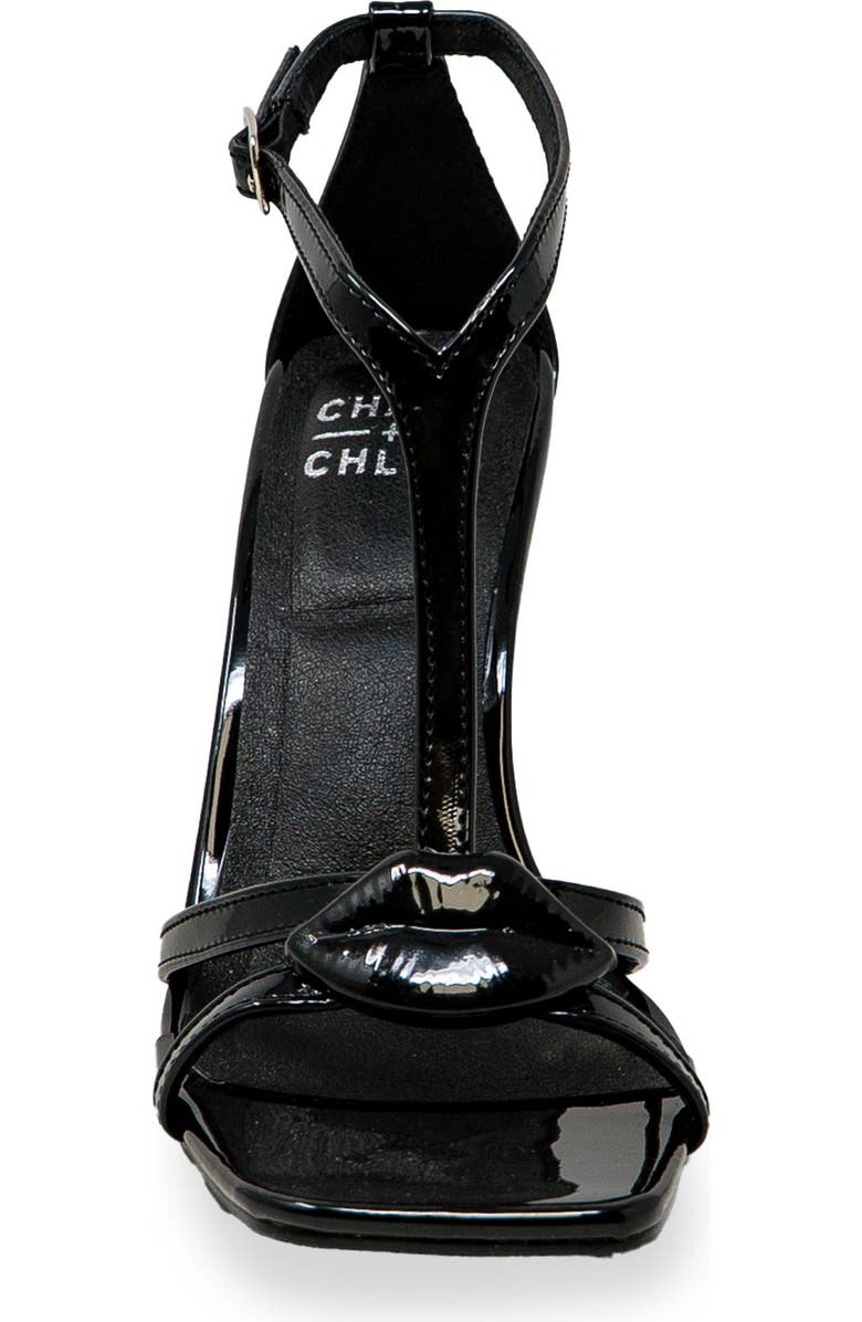 CHASE AND CHLOE Ankle Strap Stiletto Sandal, Alternate, color, Black Patent