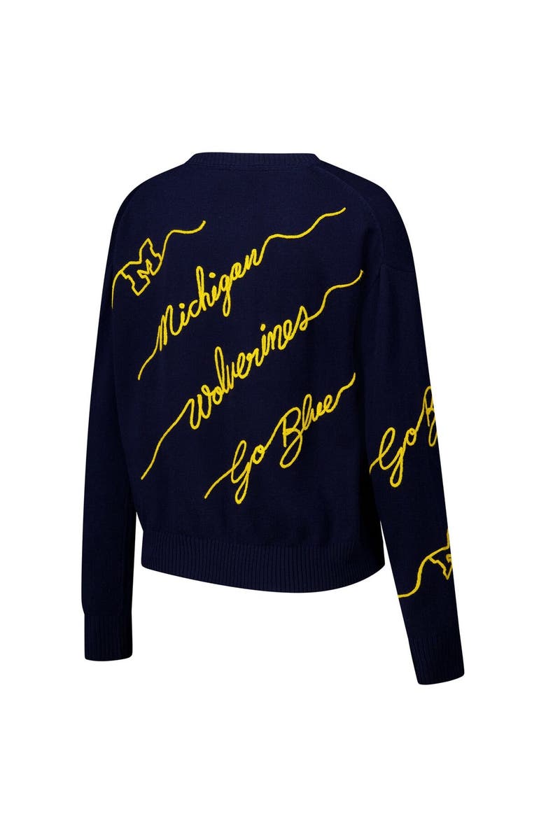 KADYLUXE Women's Navy Michigan Wolverines Love Note Embroidered Sweater, Alternate, color, Navy