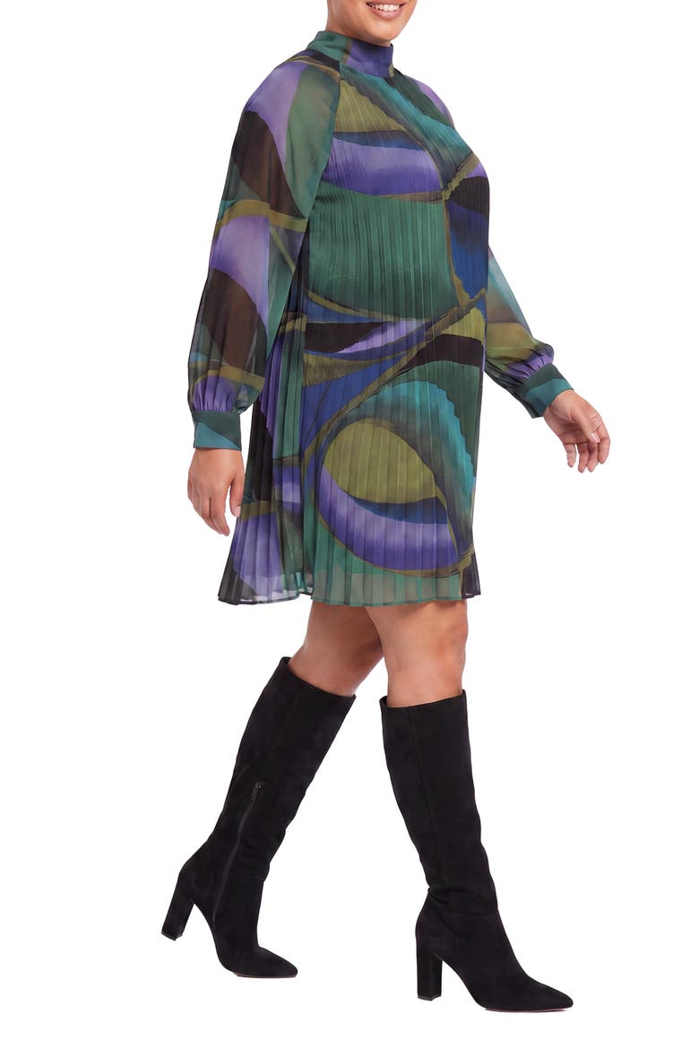 Pleated Tie Back Dress, Alternate, color, LIGHT VERI PERI/ GREEN