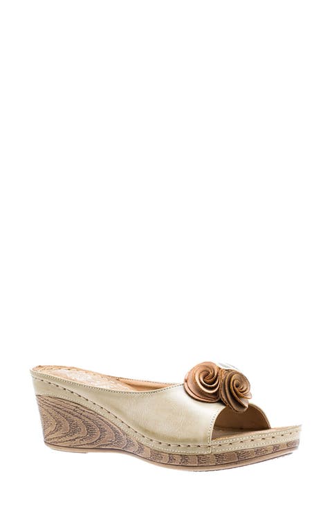 Sydney Floral Platform Wedge Sandal