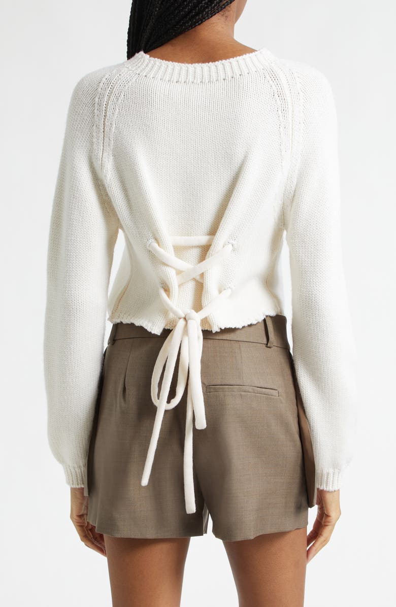 MONSE Back Lacing Beaded Crop Extrafine Merino Wool Sweater, Alternate, color,