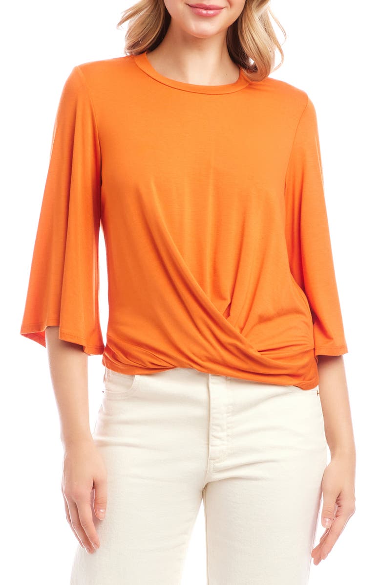 Karen Kane Drape Front Jersey Top, Main, color, Tangerine