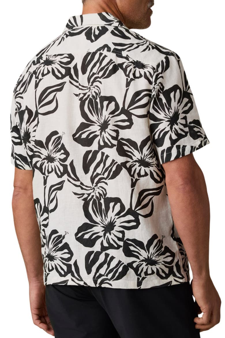 Linen Camp Shirt, Alternate, color, MIDNIGHT BLACK FLORAL