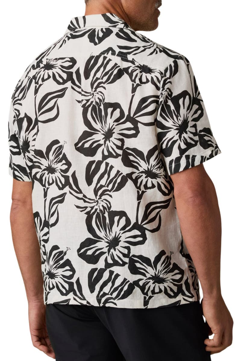 Faherty Linen Camp Shirt, Alternate, color, Midnight Black Floral