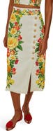 FARM Rio Picnic Flowers Button Midi Skirt