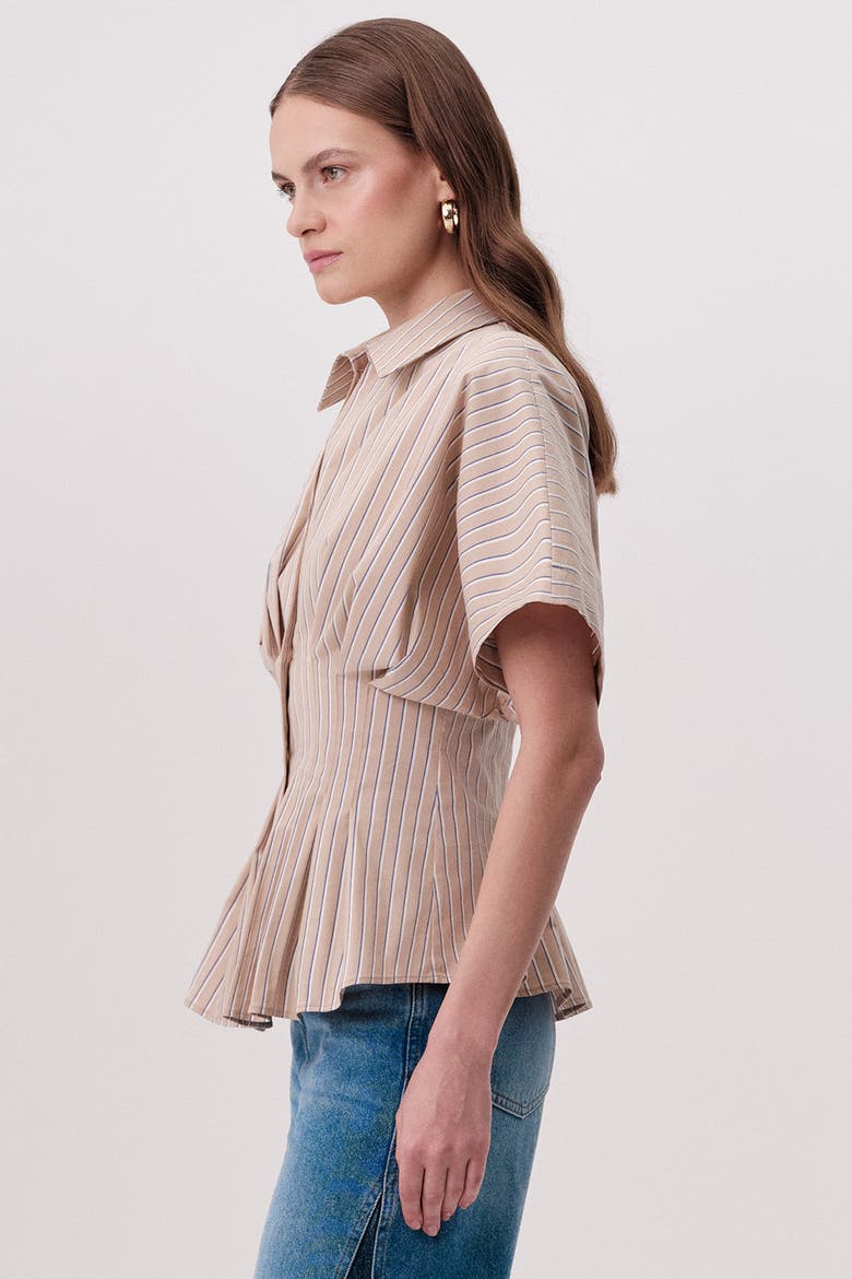 Nataly Collar Pleated Fitted Striped Shirt, Alternate, color, Multi Color