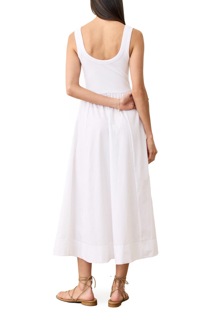 Marine Layer Gemma Mixed Media Midi Dress, Alternate, color, Bright White