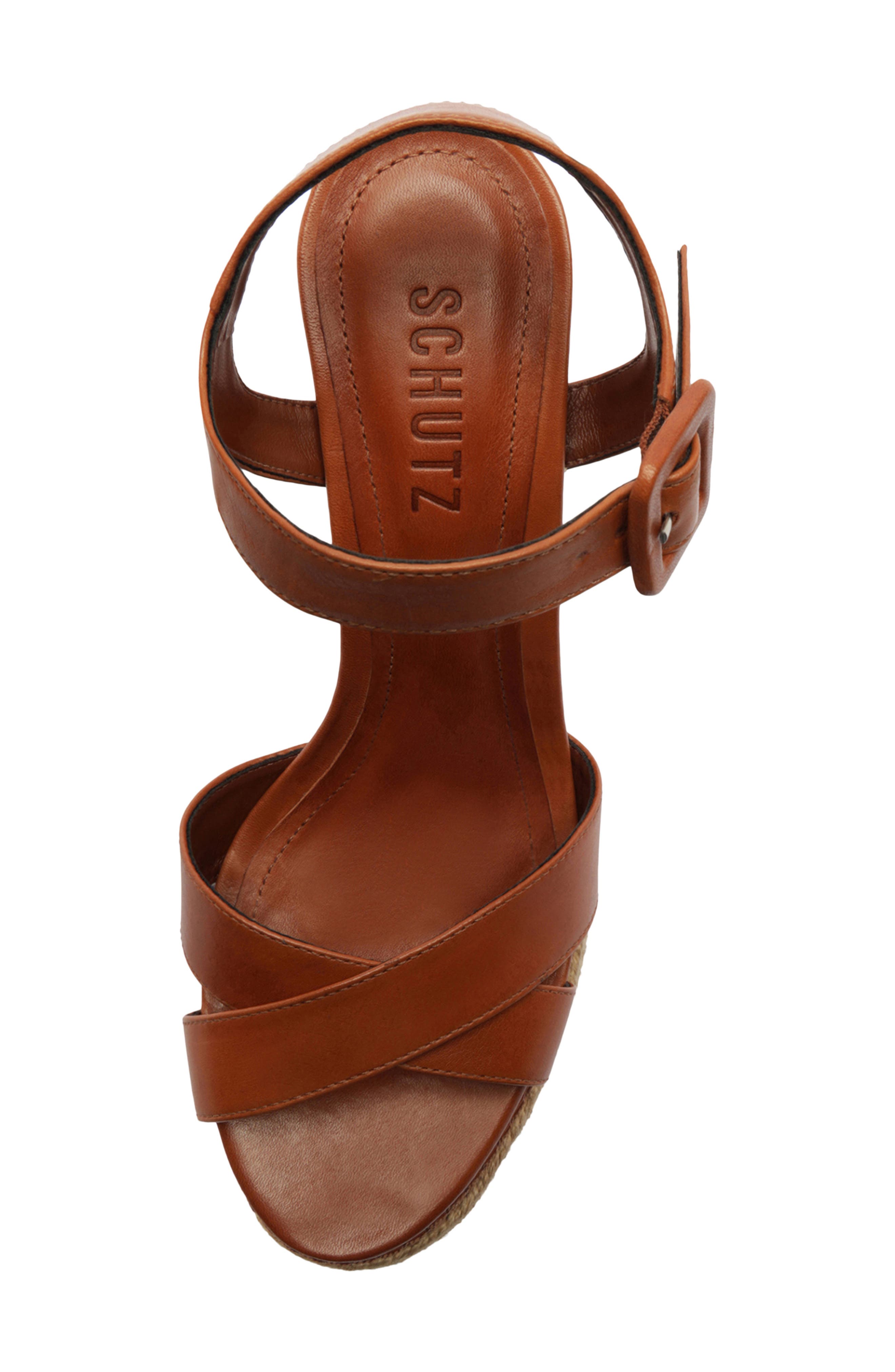 Schutz Hilda Ankle Strap Platform Sandal, Alternate, color, Cognac