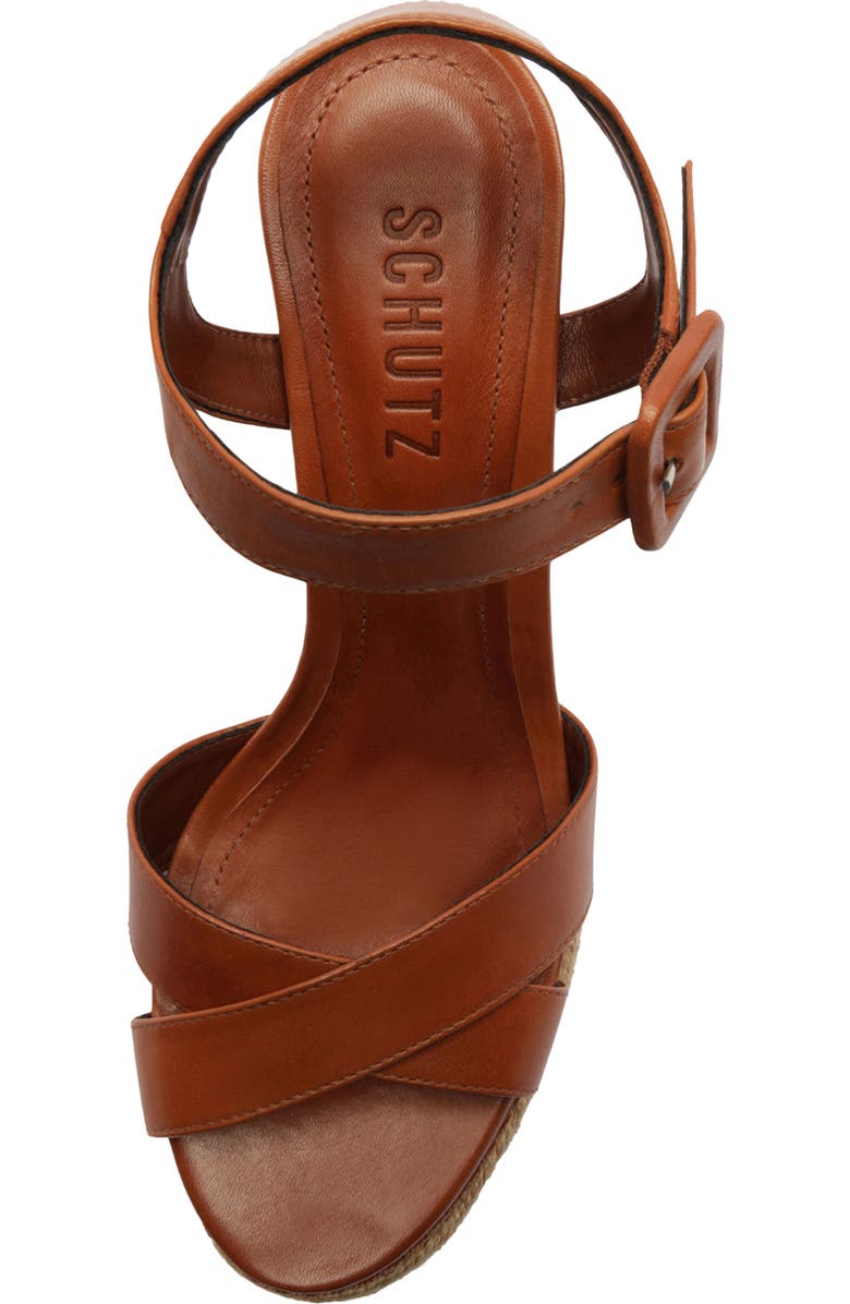 Schutz Hilda Ankle Strap Platform Sandal, Alternate, color, Cognac