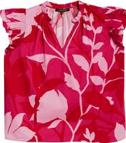 SUGARLIPS Floral Rosette Ruffle Top