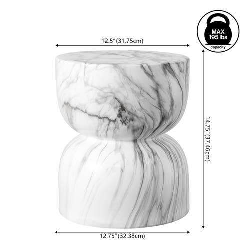 Jonathan Y Zakhai 14.75" Contemporary Modern Marble Glaze Drum Indoor/outdoor Garden Stool In White/gray