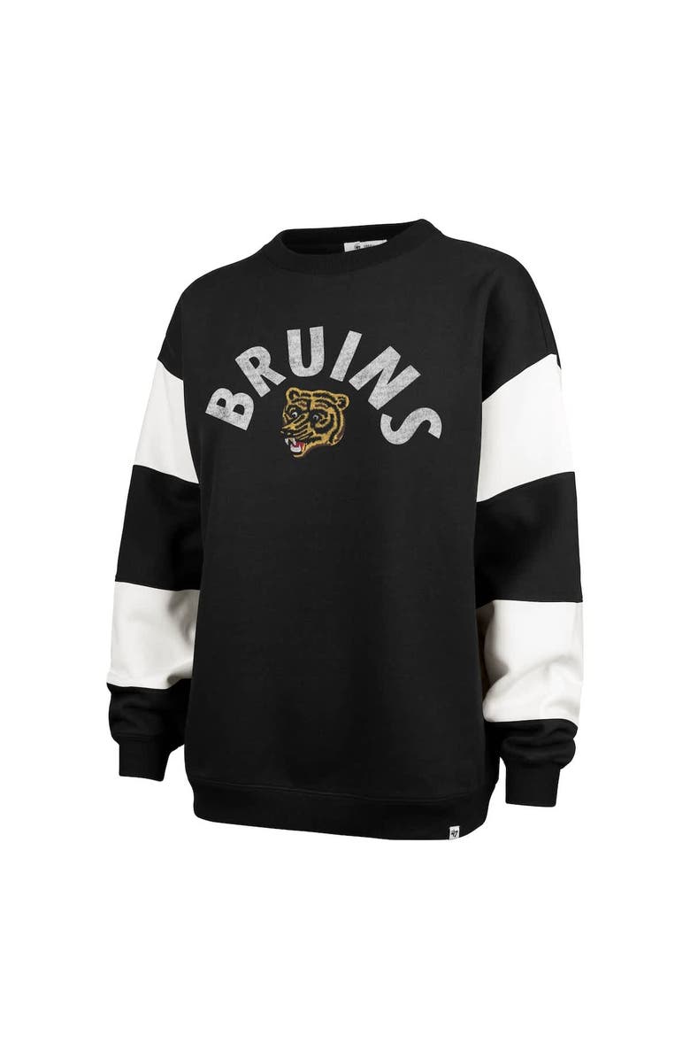 '47 Women's '47 Black Boston Bruins Eephus Barred Pullover Sweatshirt, Alternate, color, Black