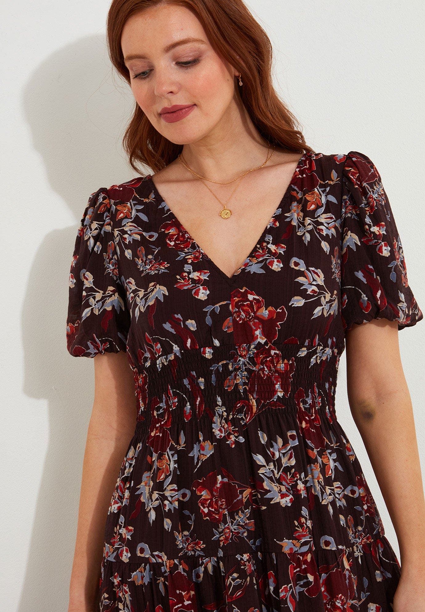 V-Neck Flounce Midi Dress - image 2
