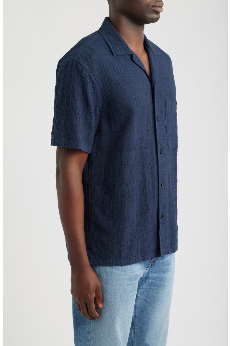 Cotton and Linen Slub Camp Shirt, Alternate, color, OBSIDIAN BLUE