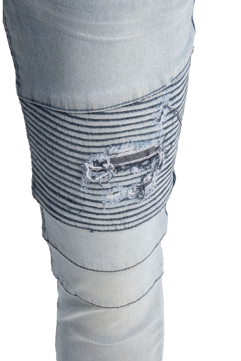 Rawx Distressed Moto Skinny Fit Jeans - 30-32" Inseam, Alternate, color, LT BLUE