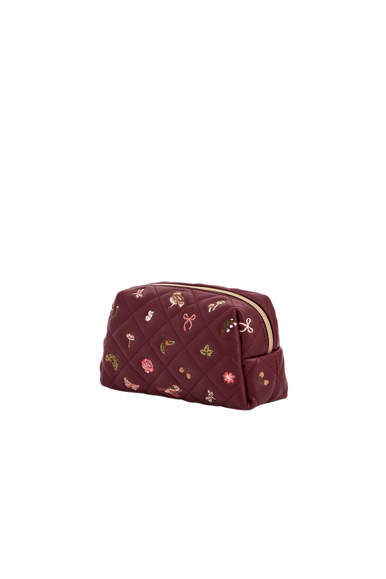 Embroidered Quilted Medium Pouch, Alternate, color, Burgundy