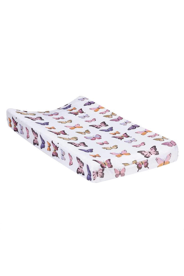 Butterfly Dreams Soft/Cozy Fleece Changing Pad Cover, Main, color, White