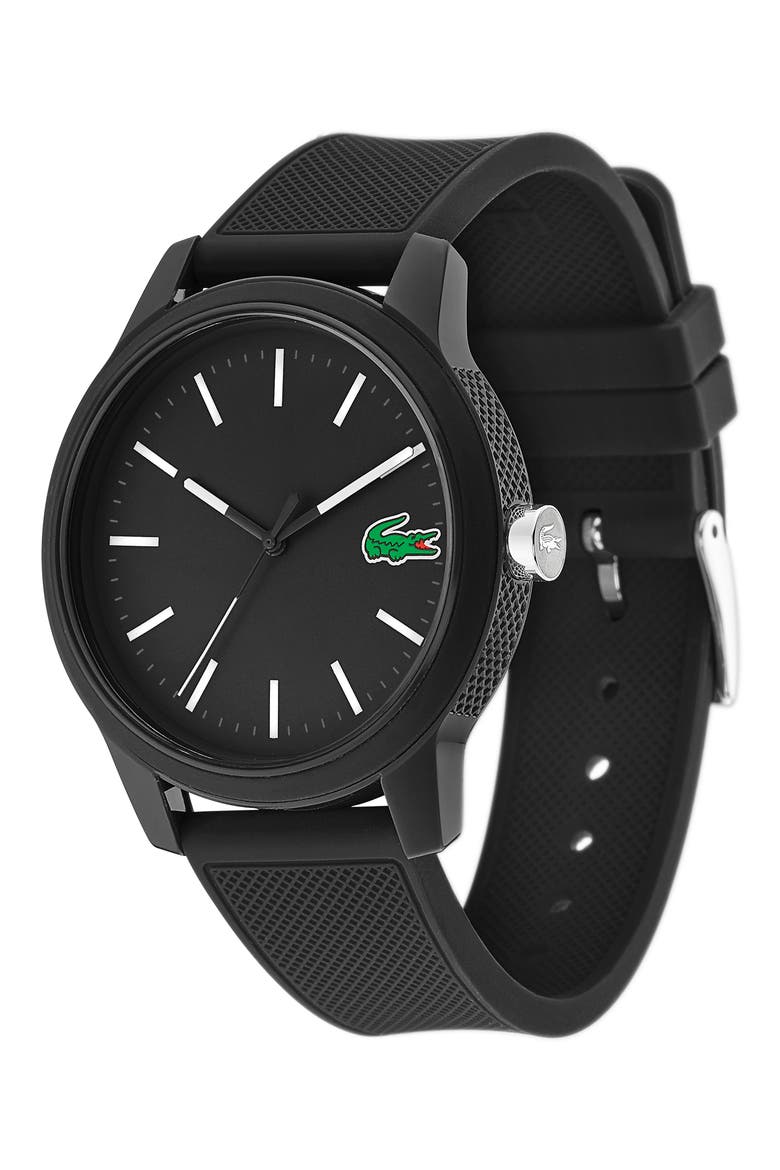 12.12 Rubber Strap Watch, 42mm, Alternate, color, BLACK