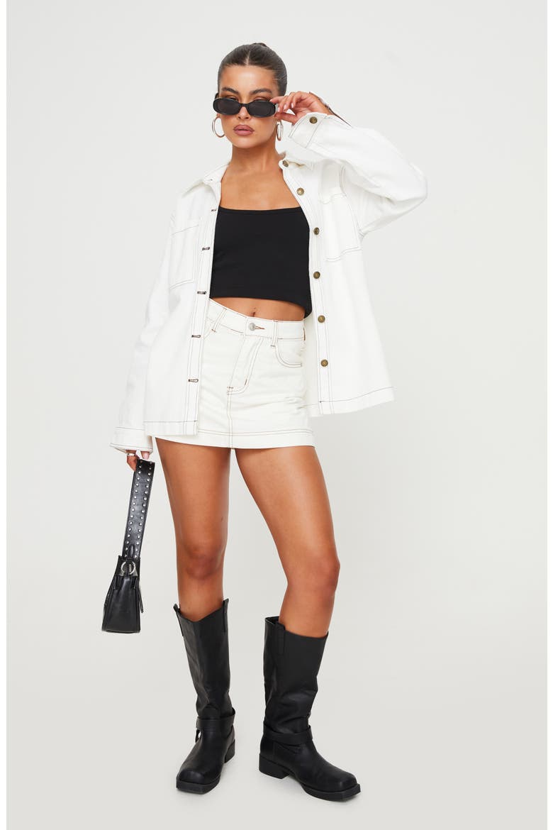 Katlynne Denim Miniskort, Alternate, color, WHITE