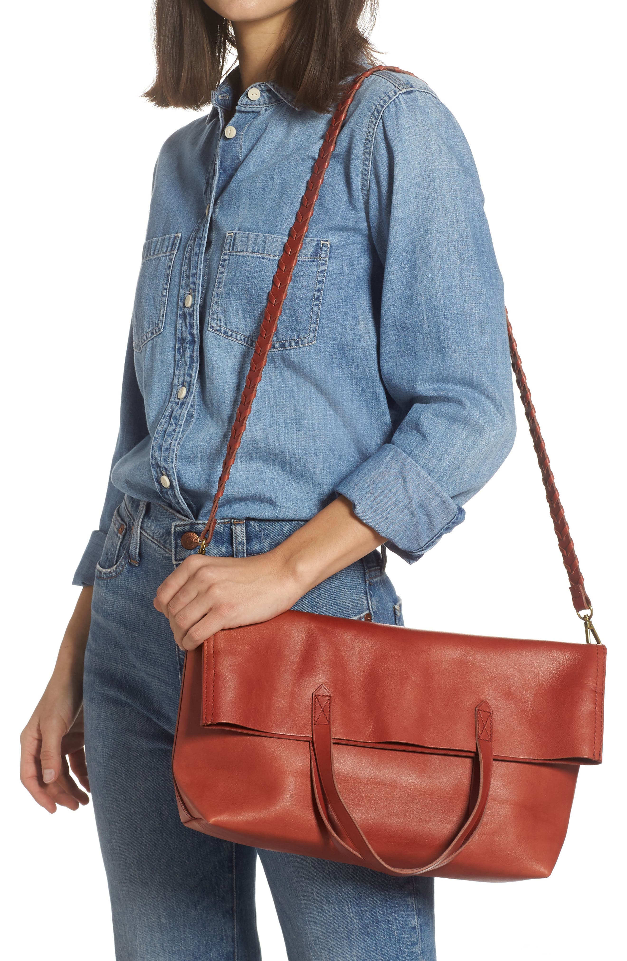 The Foldover Transport Tote: Whipstitched Edition, Alternate, color, FADED RUST