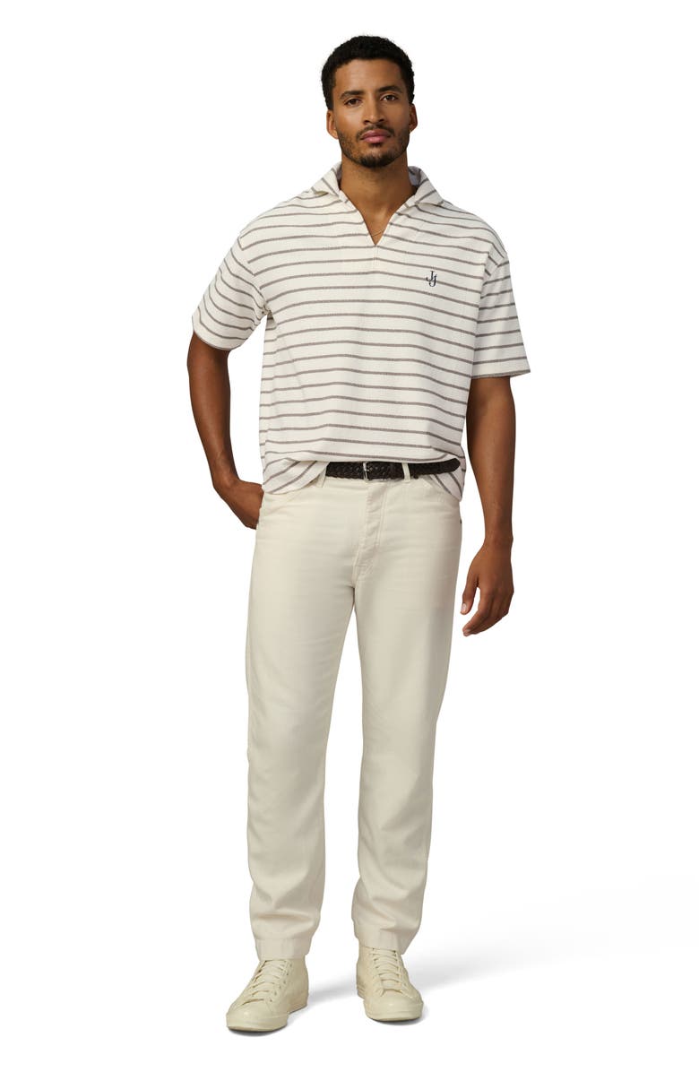 Joe's Mariner Stripe Textured Cotton Blend Johnny Collar Polo, Alternate, color, Morel Stripe