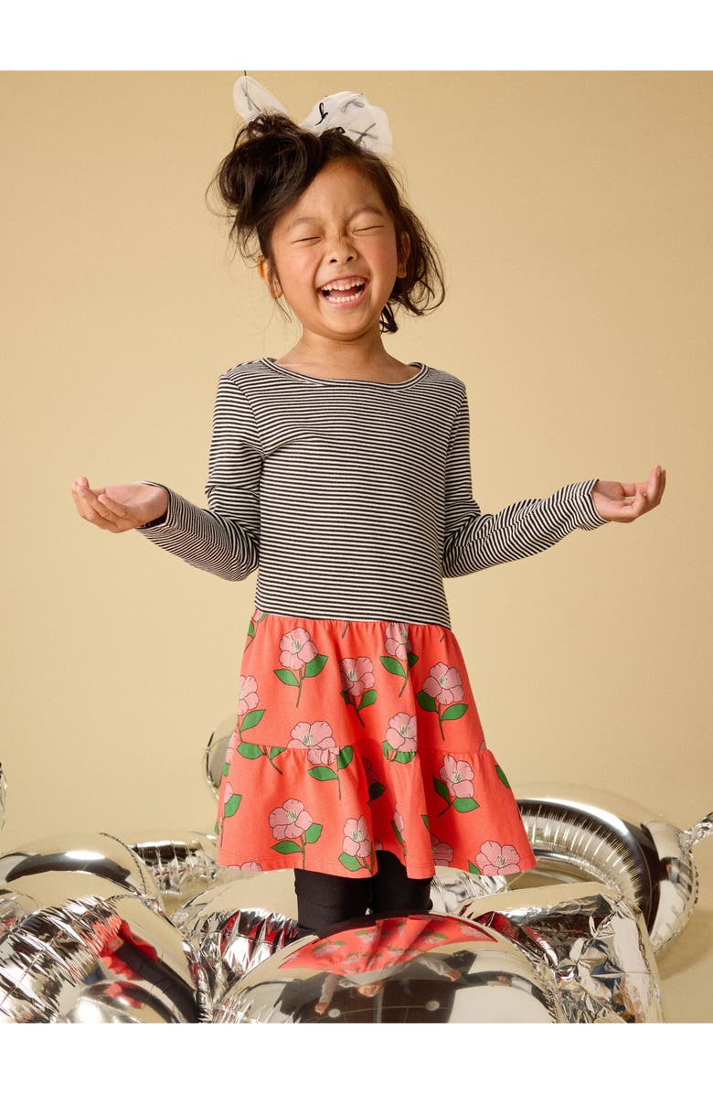 Tea Collection Tiered Skirted Twirl Dress, Alternate, color, Winter Camellia