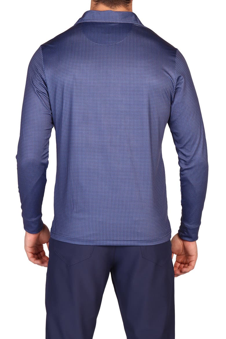 Mini Houndstooth Print Long Sleeve Performance Polo, Alternate, color, COBALT BLUE