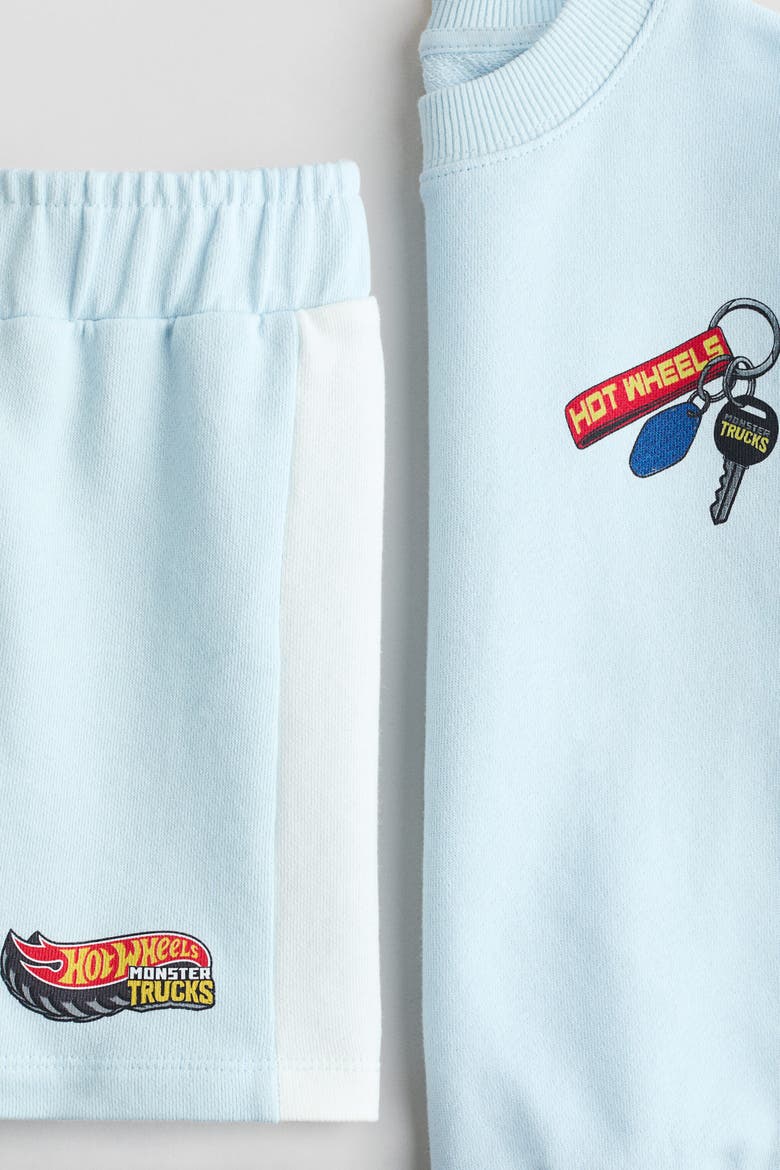 2-piece Printed Sweatshirt Set, Alternate, color, Light blue/Hot Wheels