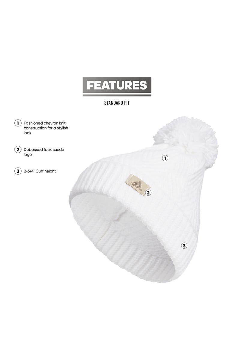 adidas Twilight Pompom Beanie, Alternate, color, White