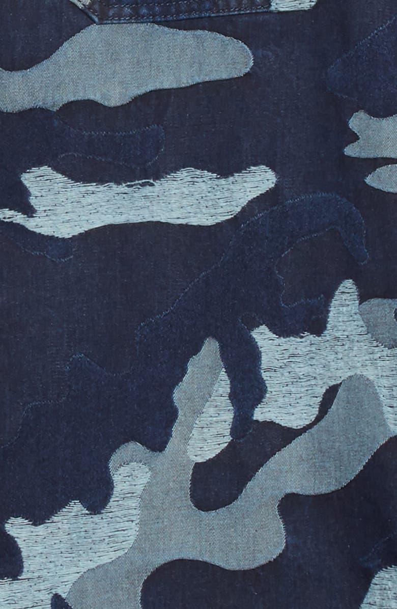 Valentino Camo Slim Fit Jacquard Denim Shirt, Alternate, color,