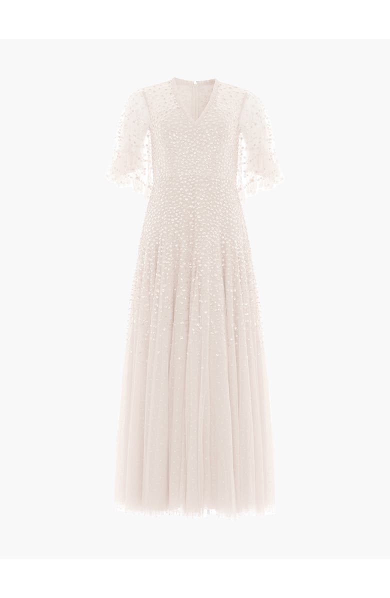 Needle & Thread Dappled Sequin Cape Ankle Gown, Alternate, color, Cream