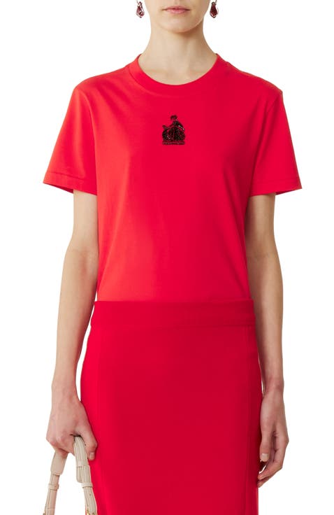 Mother And Daughter Embroidered Cotton Jersey T-Shirt