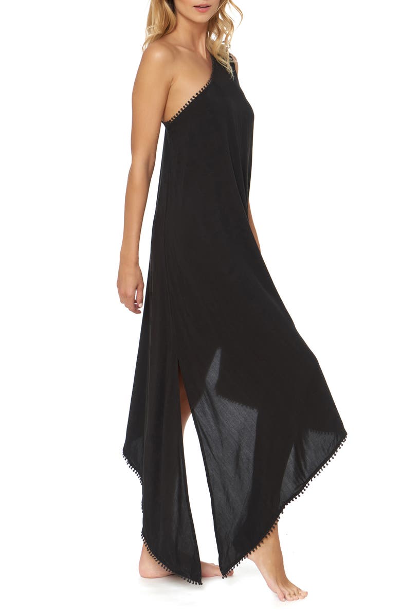 Red Carter One-Shoulder Maxi Cover-Up Dress, Alternate, color, 