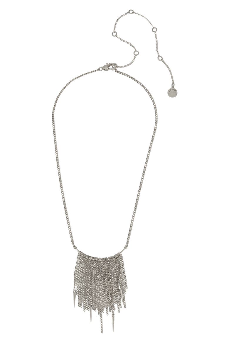 Mini Chain Fringe Necklace, Main, color, WARM SILVER/ BLACK DIAMOND