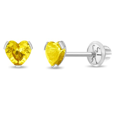 14k Tiny Cubic Zirconia Heart Earrings