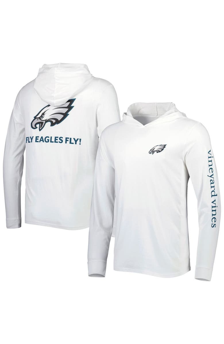 vineyard vines Men's Vineyard Vines White Philadelphia Eagles Local Long Sleeve Hoodie T-Shirt, Main, color, 