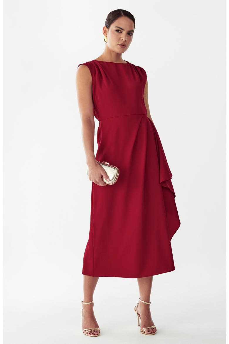 Giselle Midi Dress, Alternate, color, Burgundy