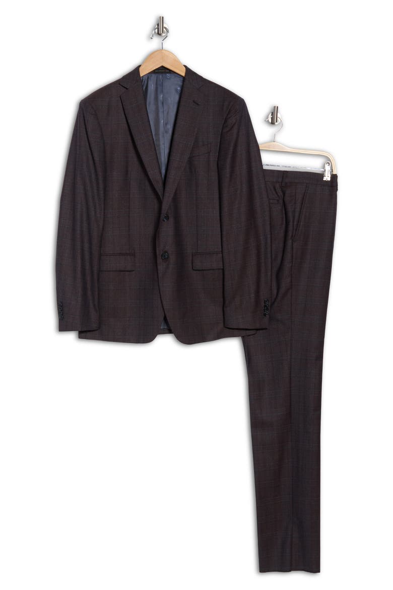 Plaid Wool Suit, Alternate, color, BURGUNDY