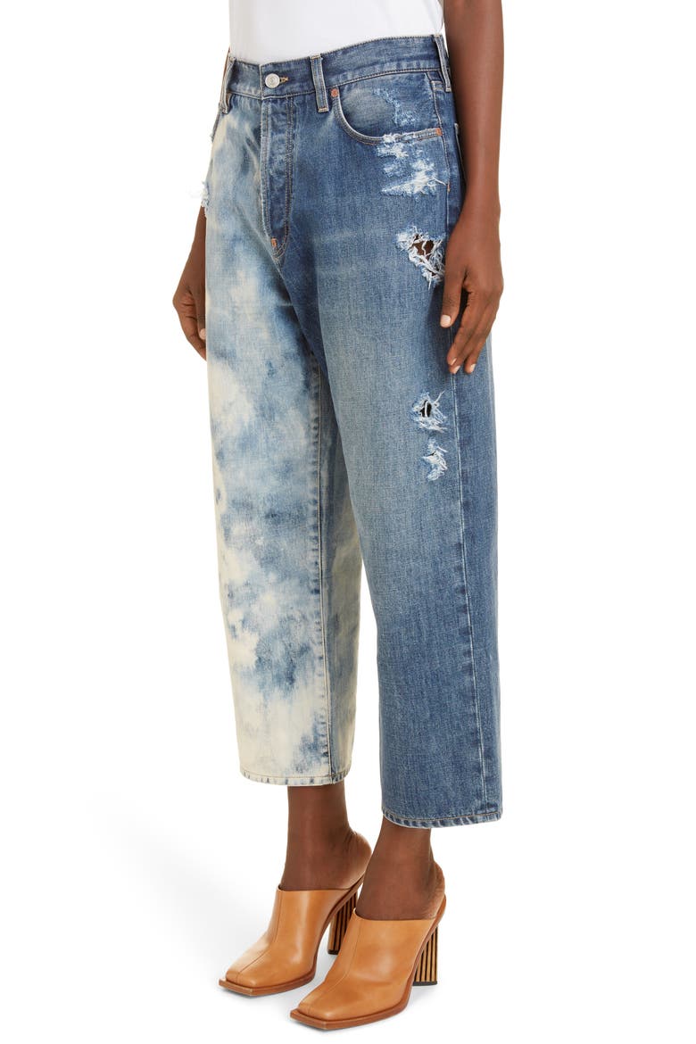 Ripped Acid Dipped Wide Leg Crop Jeans, Alternate, color, MEDIUM BLUE