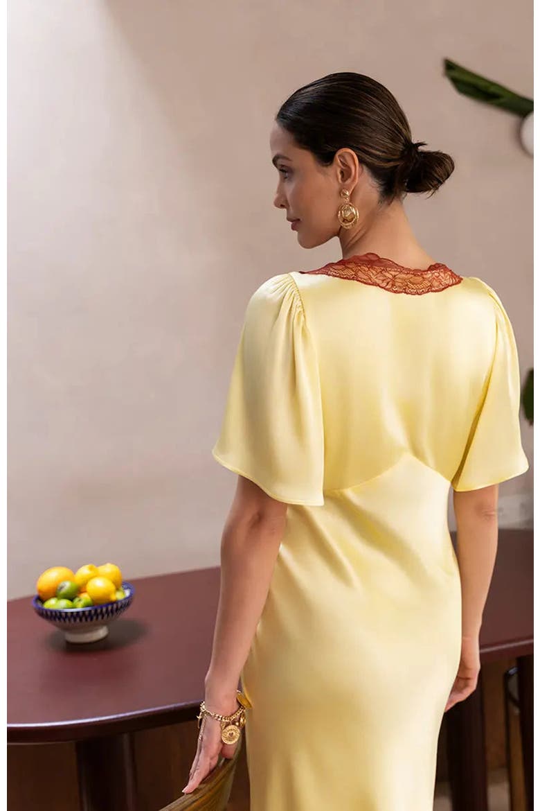 Lace Ellis V-Neck Dress, Alternate, color, Butter Yellow