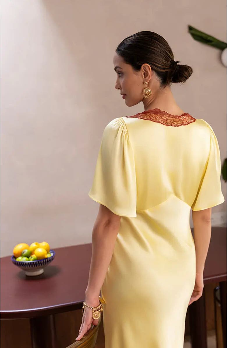 Rewritten Lace Ellis V-Neck Dress, Alternate, color, Butter Yellow