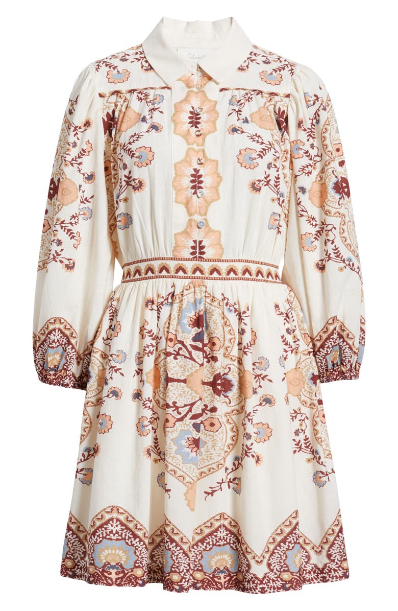 Cleobella Leigh Placement Print Cotton & Linen Minidress, Alternate, color, Ivory Lagos