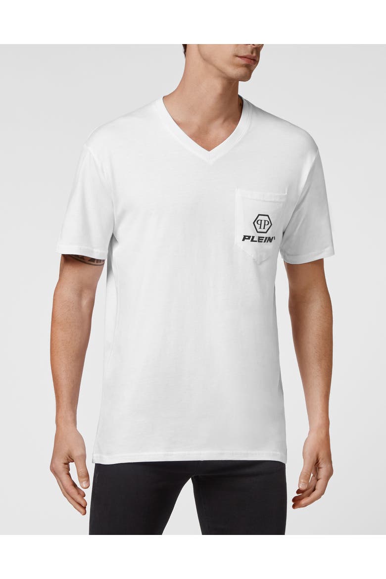 T-Shirt V-Neck Men, Main, color, white